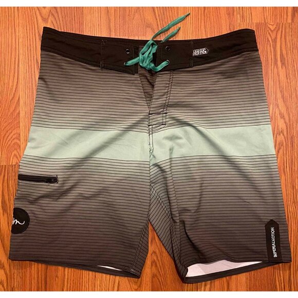 IM Imperial Motion Striped Colorblock Board Shorts Mens 34 Beach Swim Trunks - Picture 1 of 5